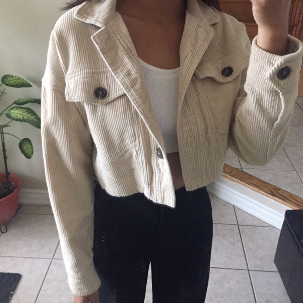 Forever 21 Beige Corduroy Crop Jacket